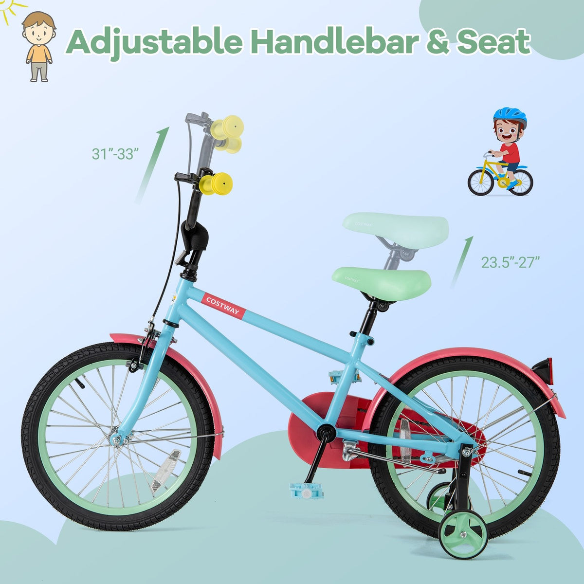 Kids Bike with Adjustable Handlebar and Saddle Blue-18 inches view 5