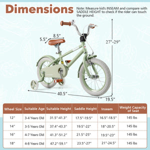 Kids Bike with Adjustable Handlebar and Saddle Green-14 Inches view 4