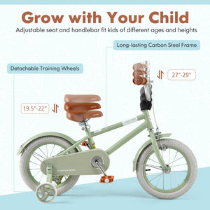 Kids Bike with Adjustable Handlebar and Saddle Green-14 Inches view 5