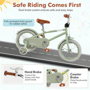 Kids Bike with Adjustable Handlebar and Saddle Green-14 Inches view 6