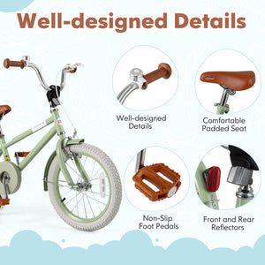Kids Bike with Adjustable Handlebar and Saddle Green-16 Inches view 5