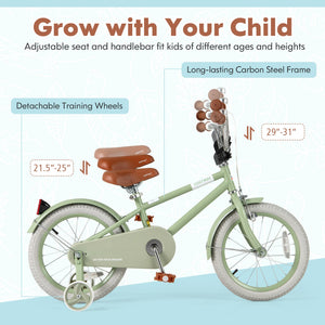 Kids Bike with Adjustable Handlebar and Saddle Green-16 Inches view 8