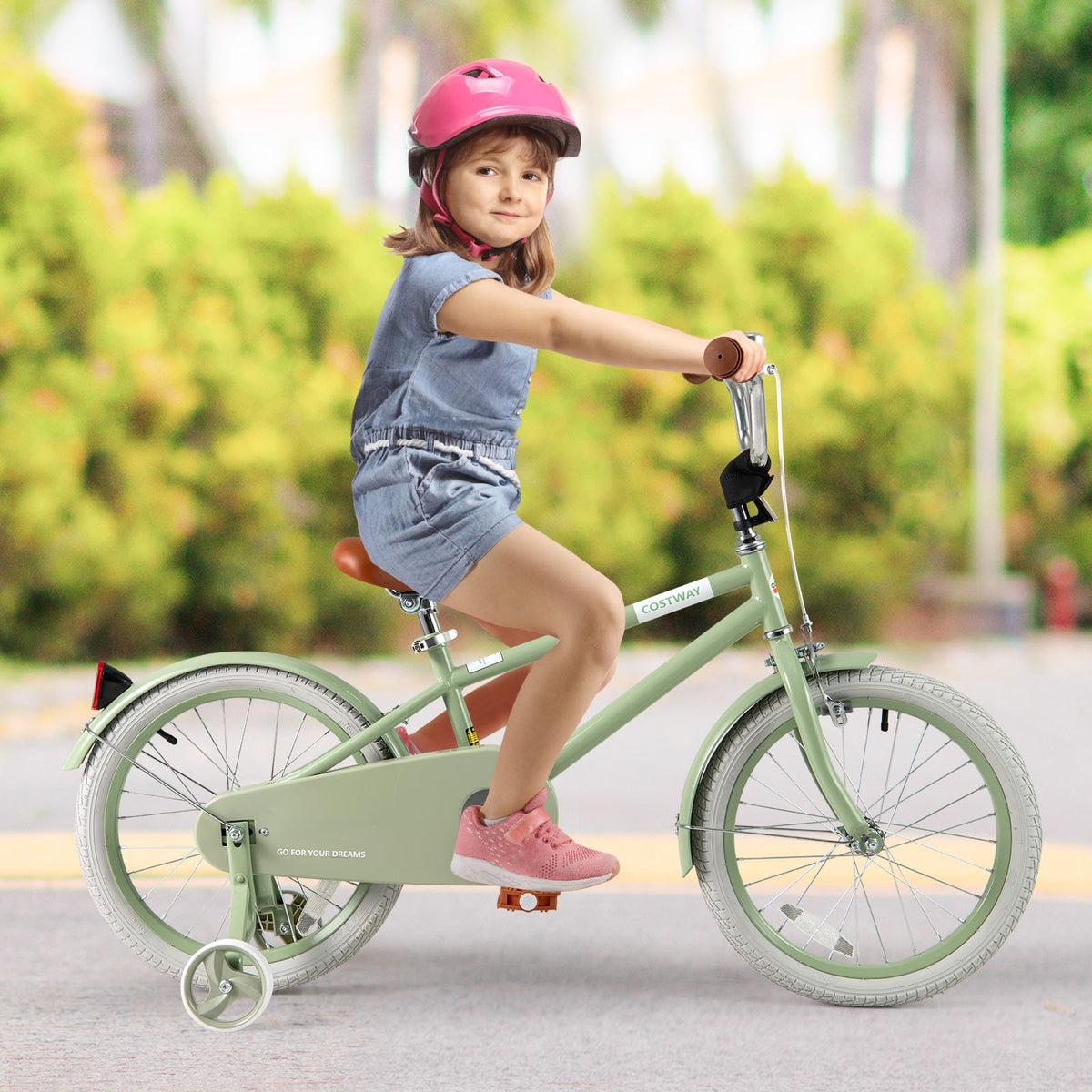 Kids Bike with Adjustable Handlebar and Saddle Green-18 Inches view 3