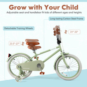Kids Bike with Adjustable Handlebar and Saddle Green-18 Inches view 7