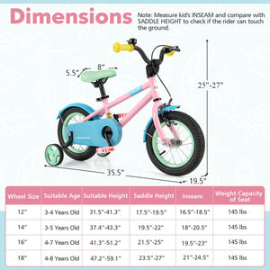 Kids Bike with Adjustable Handlebar and Saddle Pink-12 Inches view 4
