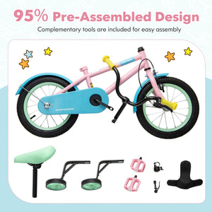 Kids Bike with Adjustable Handlebar and Saddle Pink-12 Inches view 6