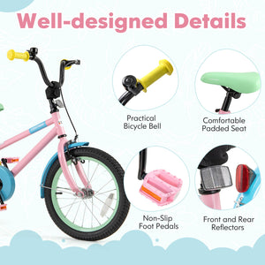 Kids Bike with Adjustable Handlebar and Saddle Pink-16 Inches view 7