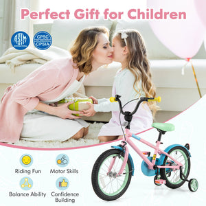 Kids Bike with Adjustable Handlebar and Saddle Pink-16 Inches view 8
