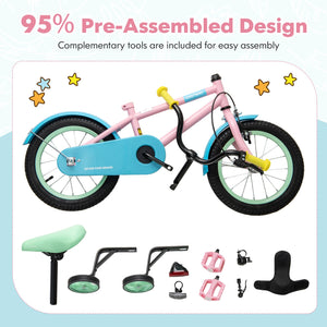 Kids Bike with Adjustable Handlebar and Saddle Pink-16 Inches view 9