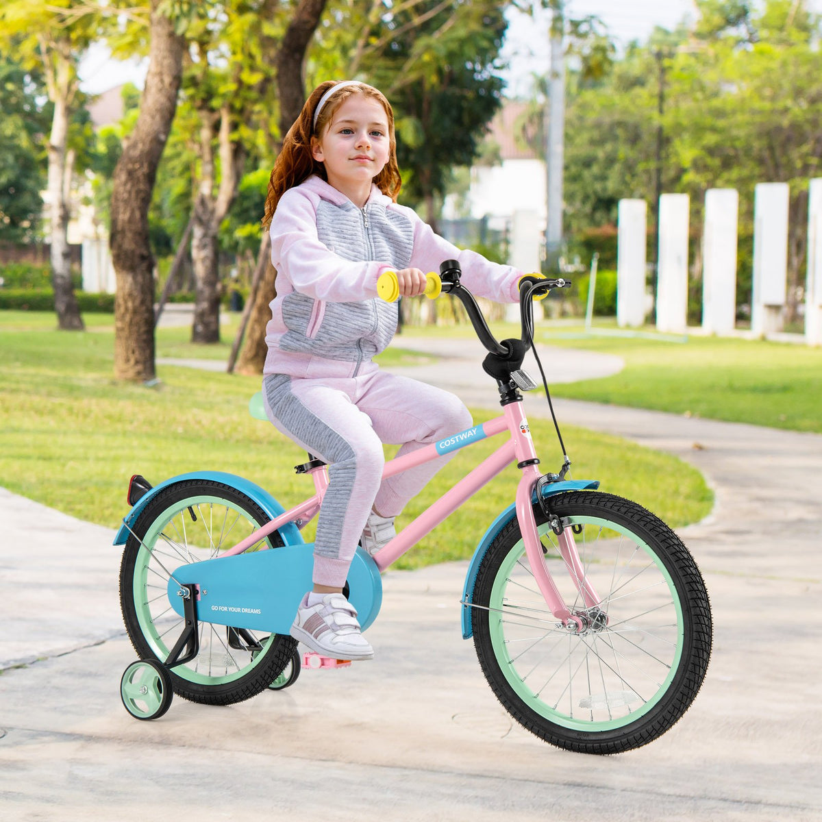 Kids Bike with Adjustable Handlebar and Saddle Pink-18 Inches view 3