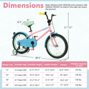 Kids Bike with Adjustable Handlebar and Saddle Pink-18 Inches view 4