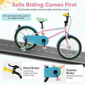 Kids Bike with Adjustable Handlebar and Saddle Pink-18 Inches view 8