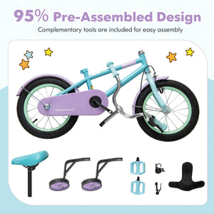 Kids Bike with Adjustable Handlebar and Saddle Purple-12 Inches view 7