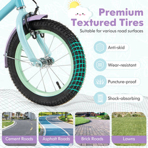 Kids Bike with Adjustable Handlebar and Saddle Purple-14 Inches view 7