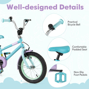 Kids Bike with Adjustable Handlebar and Saddle Purple-14 Inches view 8