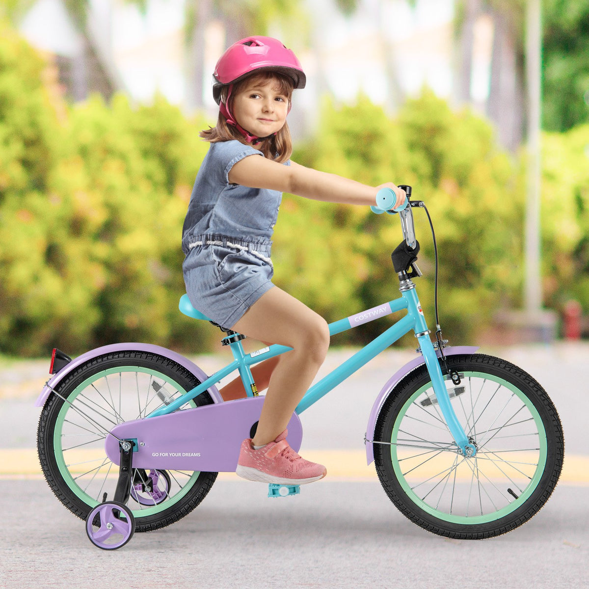 Kids Bike with Adjustable Handlebar and Saddle Purple-18 Inches view 3