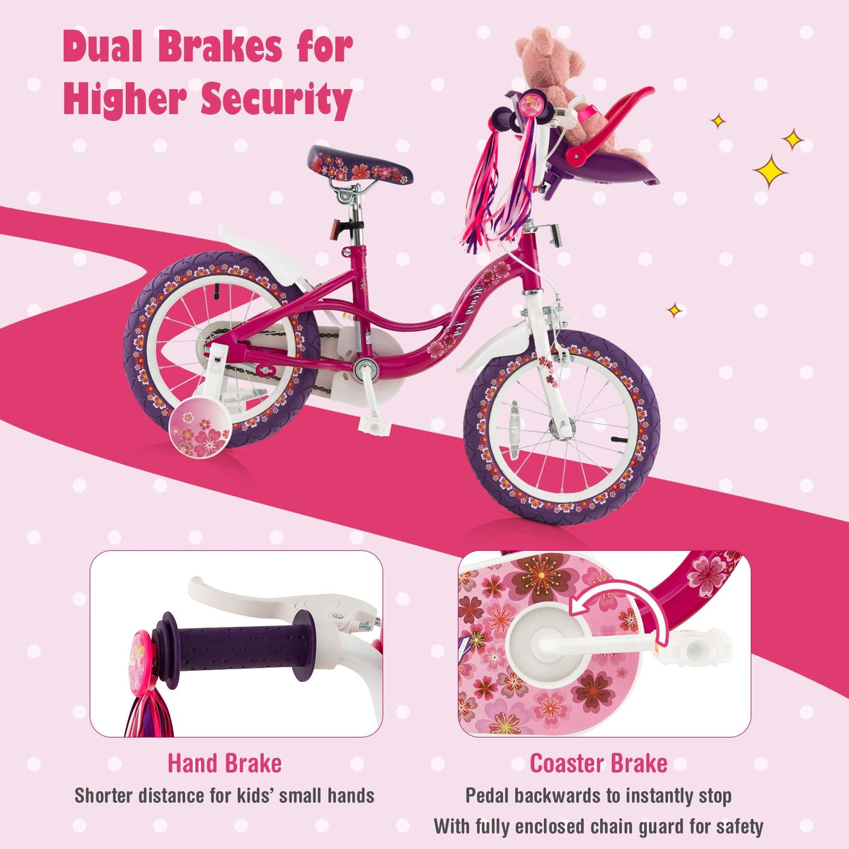 16 Inch Kids Bike with Doll Seat and Removable Training Wheels-16 inches view 7