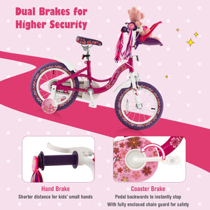 16 Inch Kids Bike with Doll Seat and Removable Training Wheels-16 inches view 7
