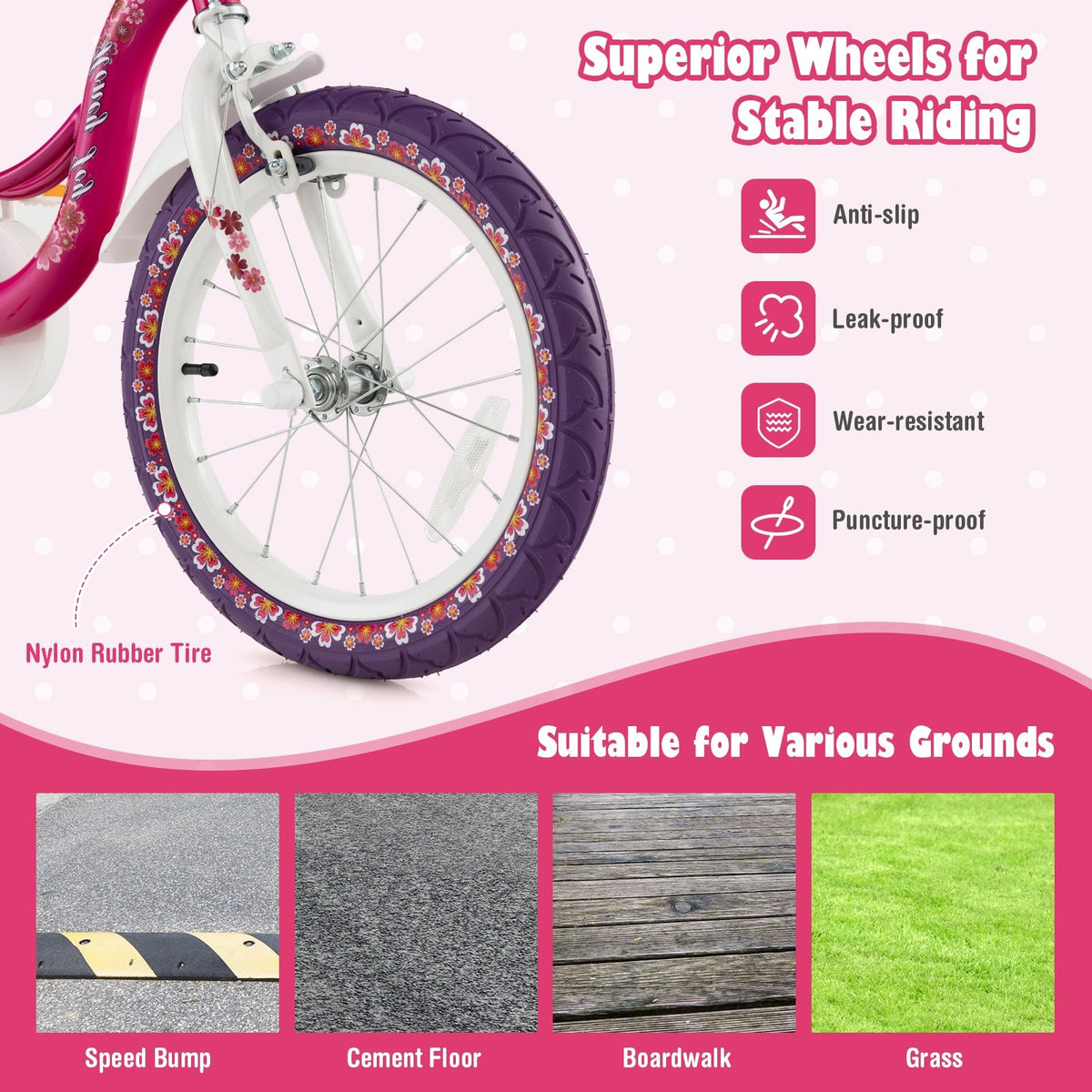 16 Inch Kids Bike with Doll Seat and Removable Training Wheels-16 inches view 8
