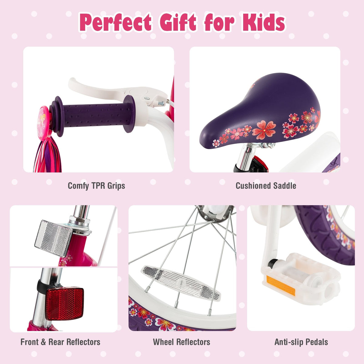 16 Inch Kids Bike with Doll Seat and Removable Training Wheels-16 inches view 9