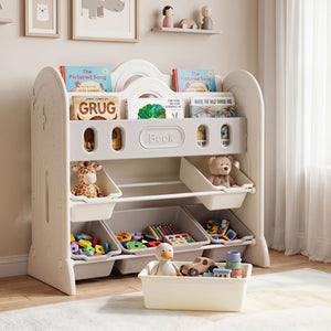 Kids Bookshelf and Toy Storage Organizer with 2 Front-Facing Racks view 2