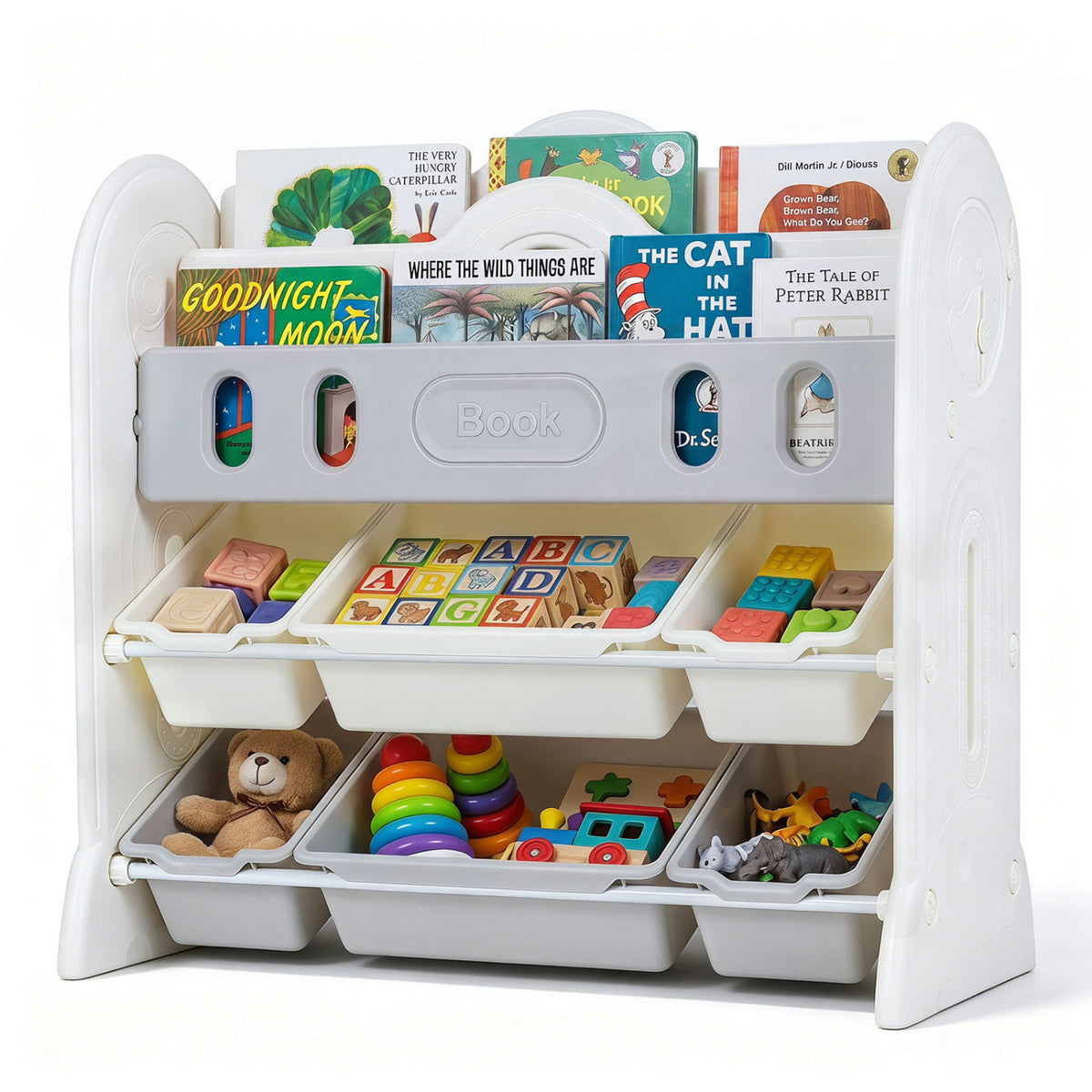 Kids Bookshelf and Toy Storage Organizer with 2 Front-Facing Racks view 4