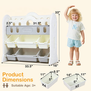 Kids Bookshelf and Toy Storage Organizer with 2 Front-Facing Racks view 5