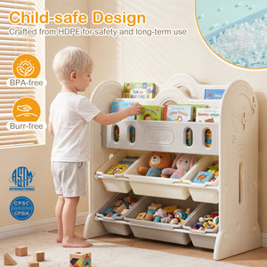 Kids Bookshelf and Toy Storage Organizer with 2 Front-Facing Racks view 6