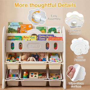 Kids Bookshelf and Toy Storage Organizer with 2 Front-Facing Racks view 8