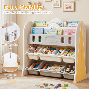 Kids Bookshelf and Toy Storage Organizer with 2 Front-Facing Racks view 9