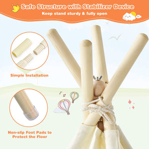 Foldable Kids Canvas Teepee Play Tent view 6