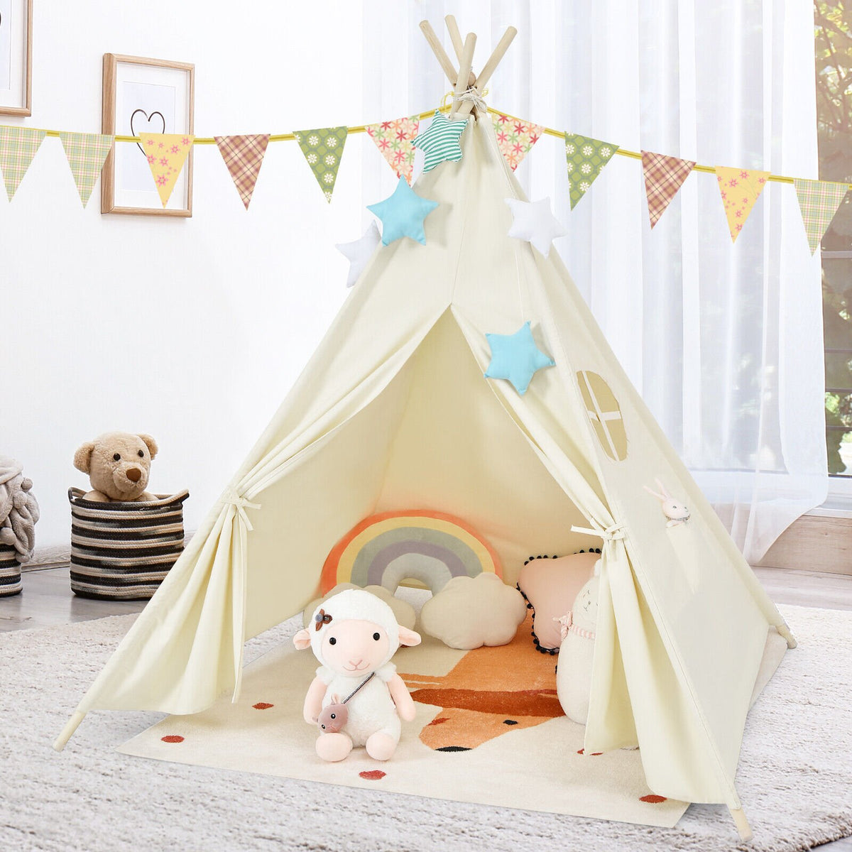 Foldable Kids Canvas Teepee Play Tent view 8