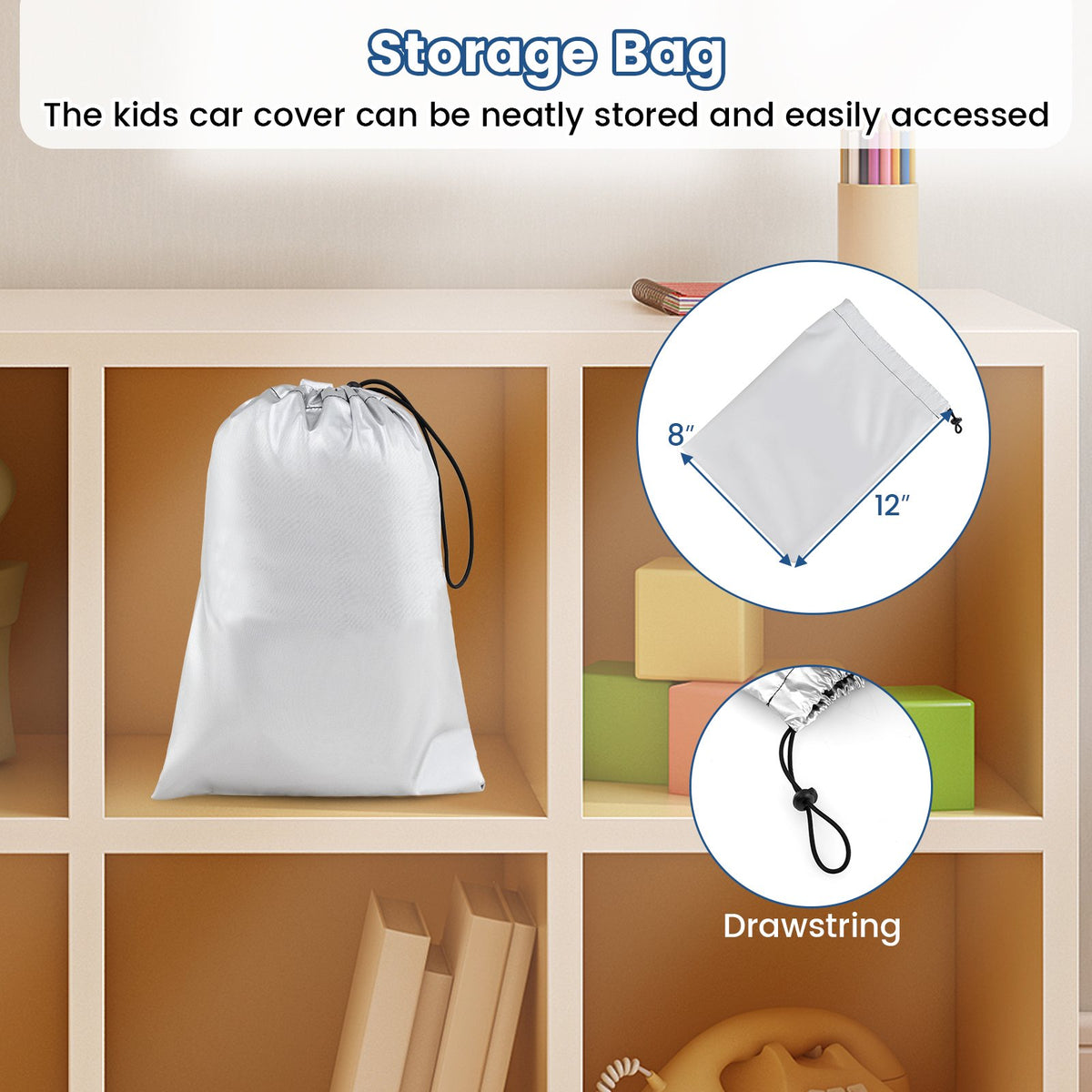 (Only Cover) Kids Car Cover for Power Ride-On Toy Car with Storage Bag view 9