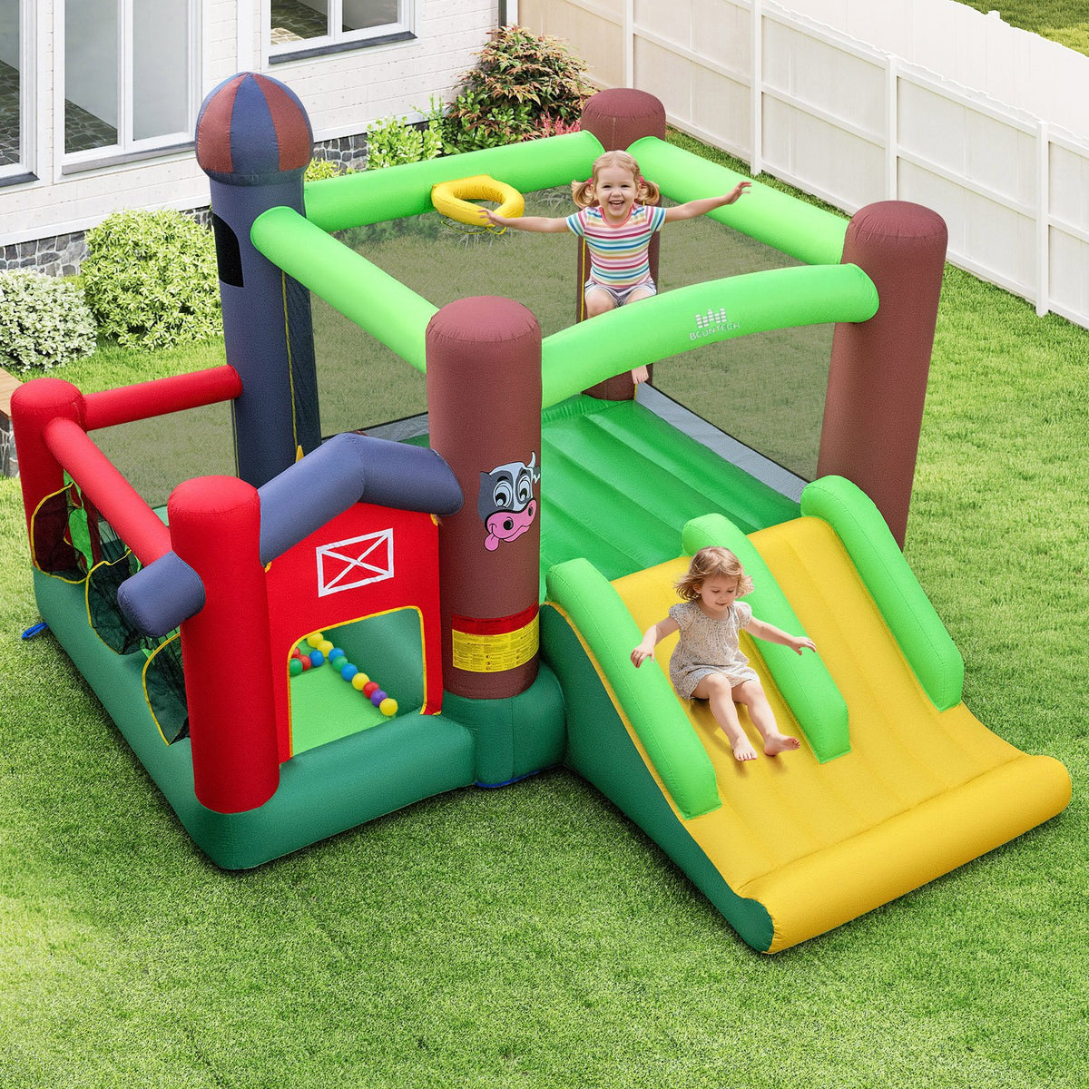 Kids Castle Slide Bouncer with 750W Blower and Dual Slides view 2