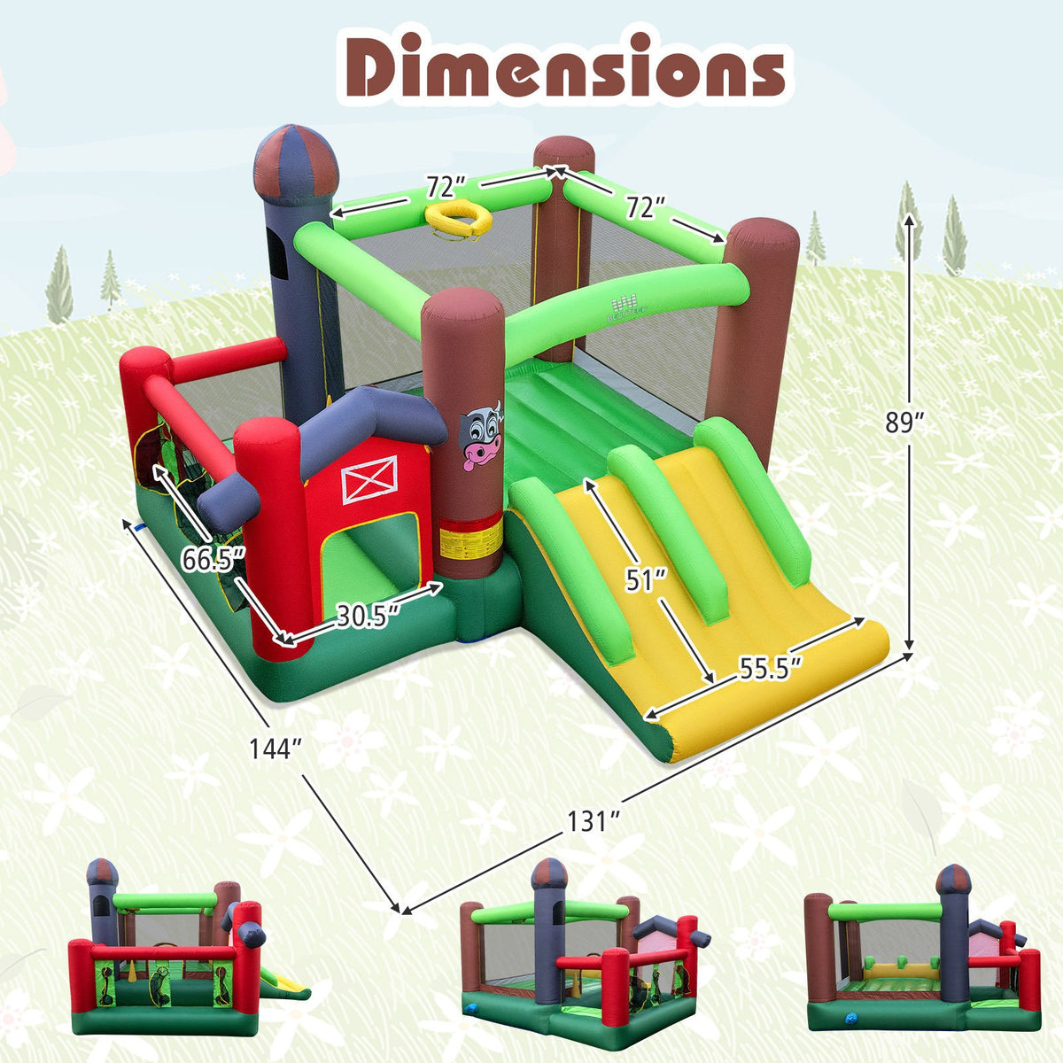 Kids Castle Slide Bouncer with 750W Blower and Dual Slides view 4