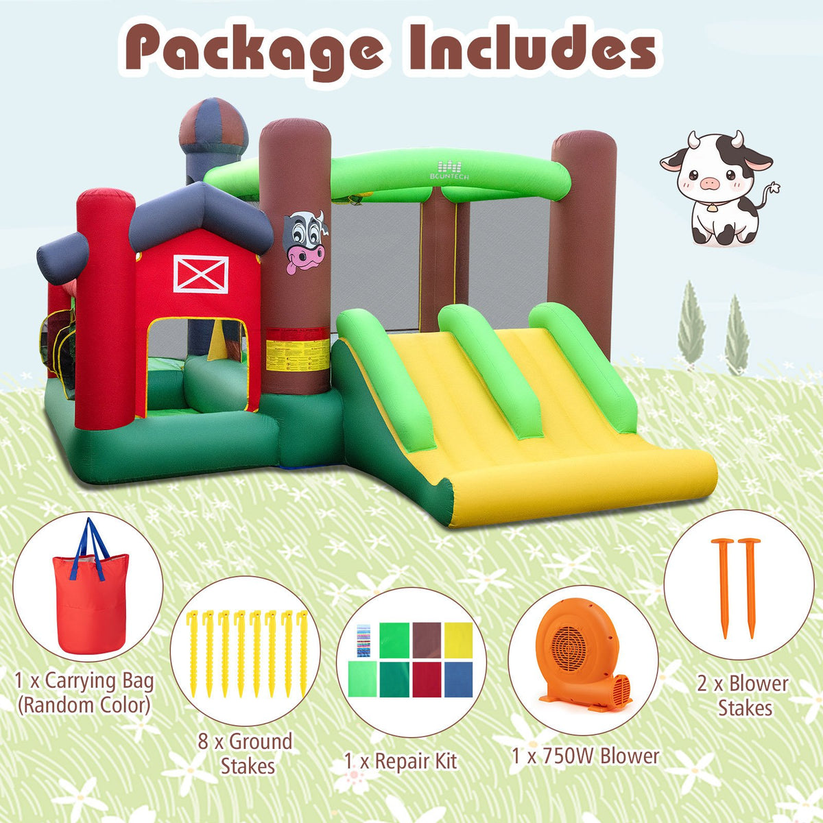 Kids Castle Slide Bouncer with 750W Blower and Dual Slides view 5