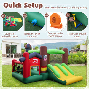 Kids Castle Slide Bouncer with 750W Blower and Dual Slides view 6