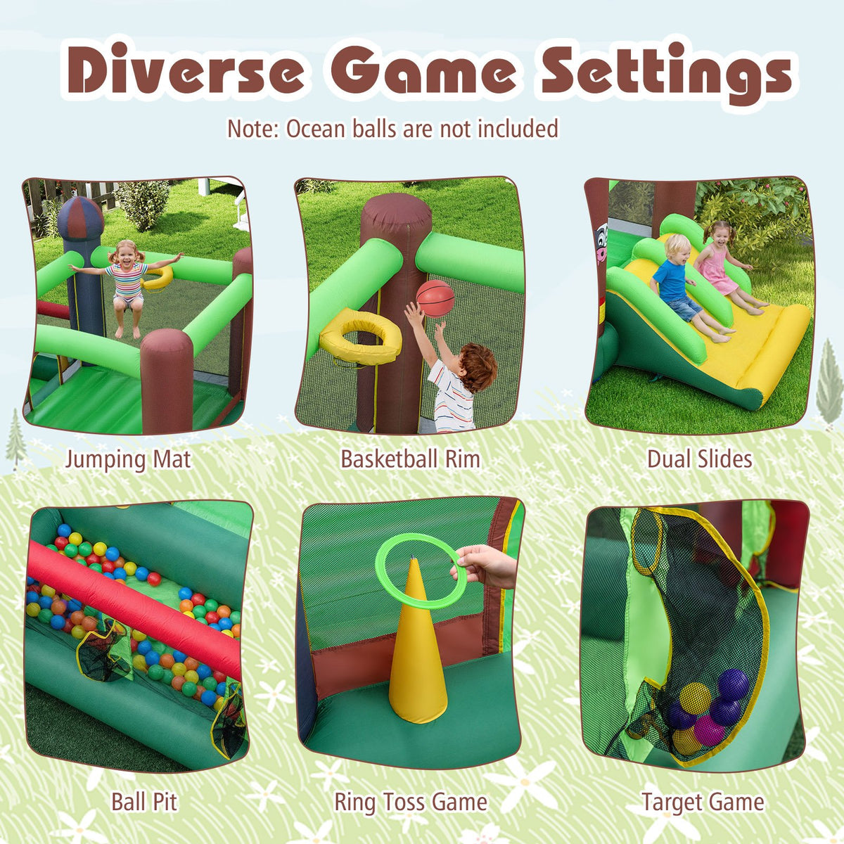 Kids Castle Slide Bouncer with 750W Blower and Dual Slides view 7