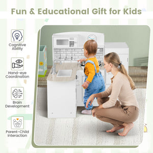 Kids Kitchen Playset Conor Kitchen Toy with Realistic Microwave and Oven Stove-Black & White view 6