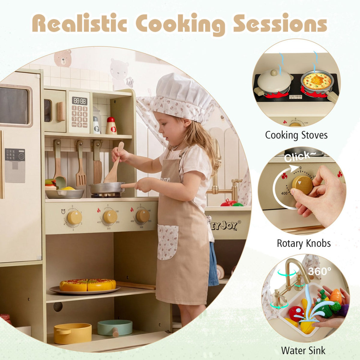 Kids Corner Play Kitchen with Faucet and Dishwasher and Stoves-Green view 7