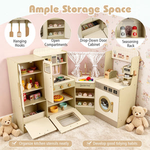 Kids Corner Play Kitchen with Faucet and Dishwasher and Stoves-Green view 8