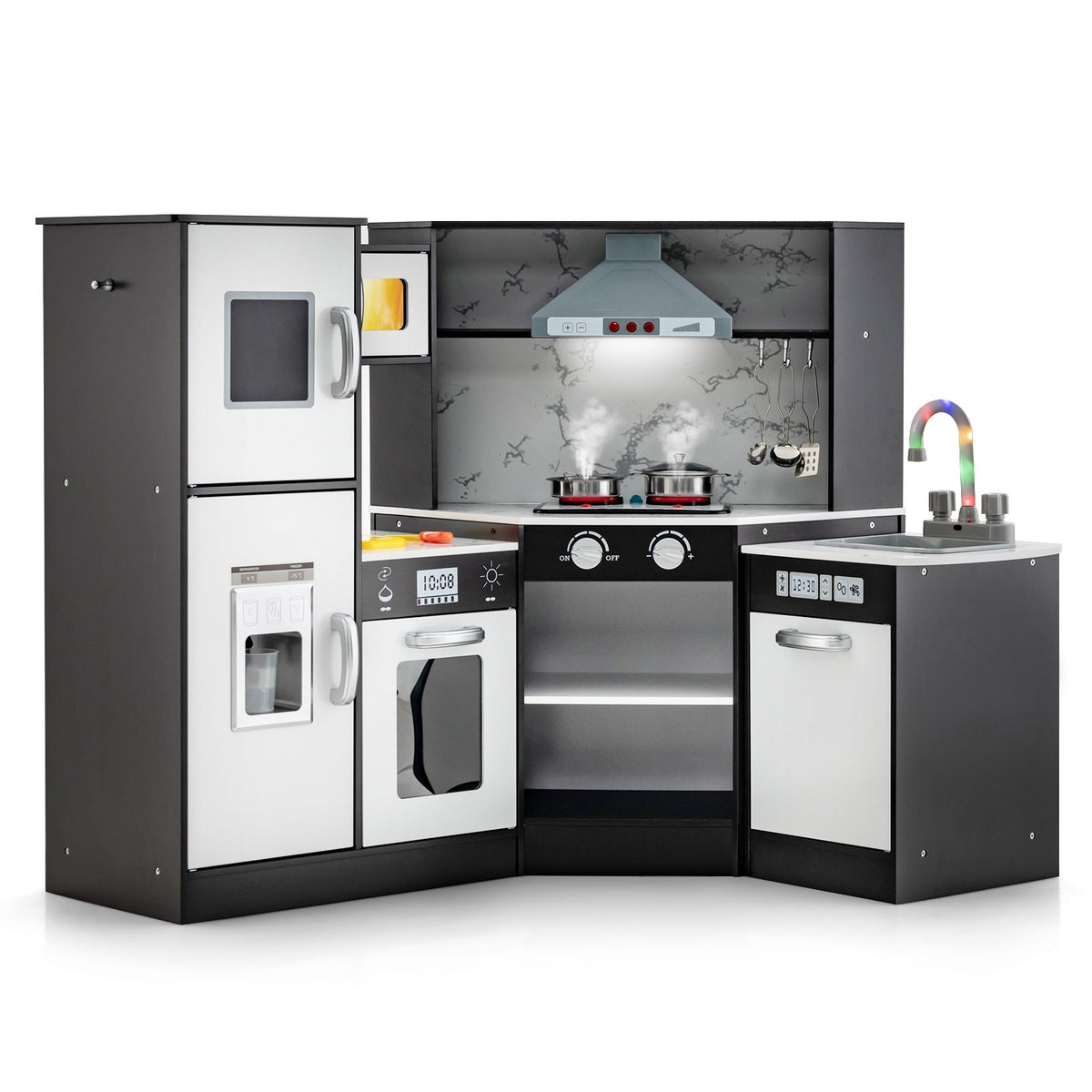 Kids Corner Pretend Kitchen Playset with Separated Washing Basin-Coffee
