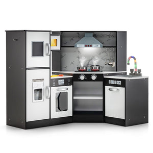 Kids Corner Pretend Kitchen Playset with Separated Washing Basin-Coffee