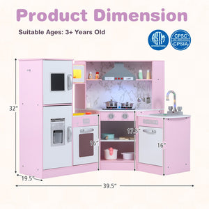 Kids Corner Pretend Kitchen Playset with Separated Washing Basin-Pink view 4