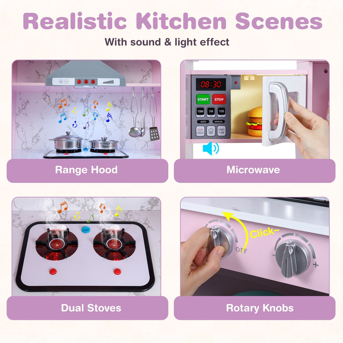 Kids Corner Pretend Kitchen Playset with Separated Washing Basin-Pink view 7