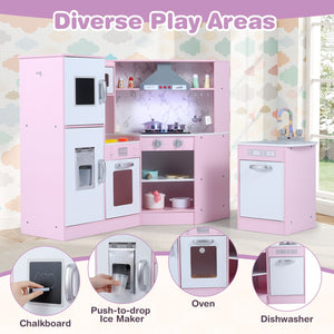 Kids Corner Pretend Kitchen Playset with Separated Washing Basin-Pink view 8