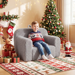 Kids Couch Portable Toddler Sofa with Anti-slip Base-Gray view 2
