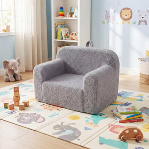 Kids Couch Portable Toddler Sofa with Anti-slip Base-Gray view 3