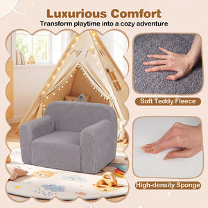 Kids Couch Portable Toddler Sofa with Anti-slip Base-Gray view 5