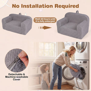 Kids Couch Portable Toddler Sofa with Anti-slip Base-Gray view 8